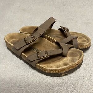 Birkenstock Mayari Sandals 38 / US Womens 7 Brown Slip On Strap Casual Read‎